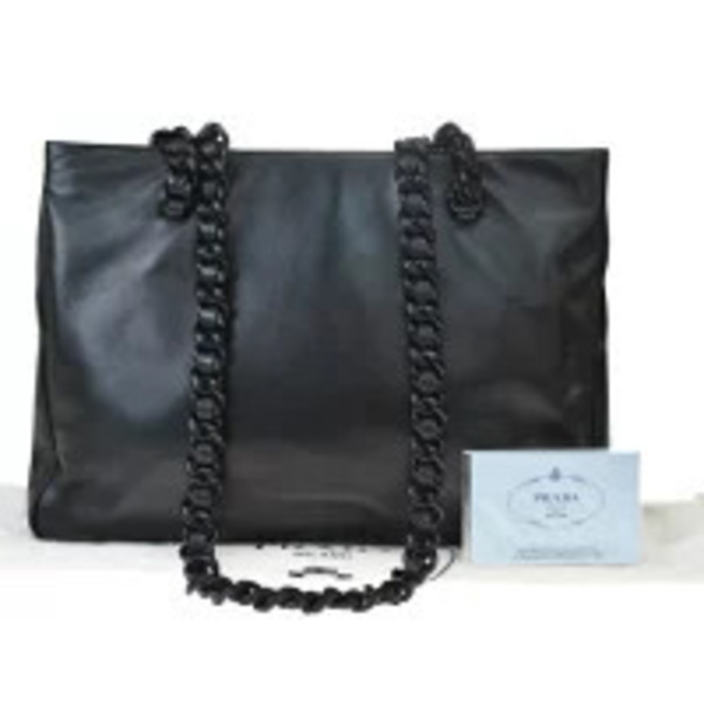 Prada Chain Shoulder Bag Black Leather